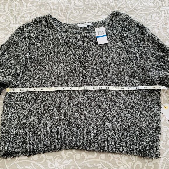 Coco Jaimeson Sweater Women XL Pointelle Heather Charcoal Cozy Comfy Fuzzy NWT - Picture 8 of 10